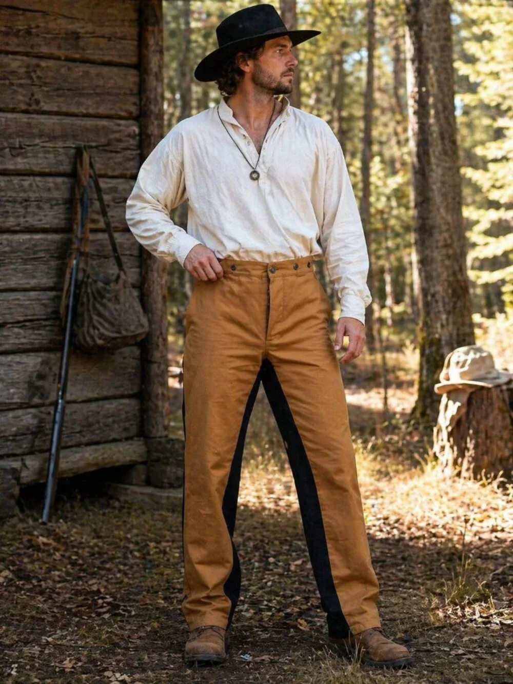 VTG Frontier Classics Men's Black and Tan Reenactment Rendezvous Pants 38 / 40 - Picture 1 of 10